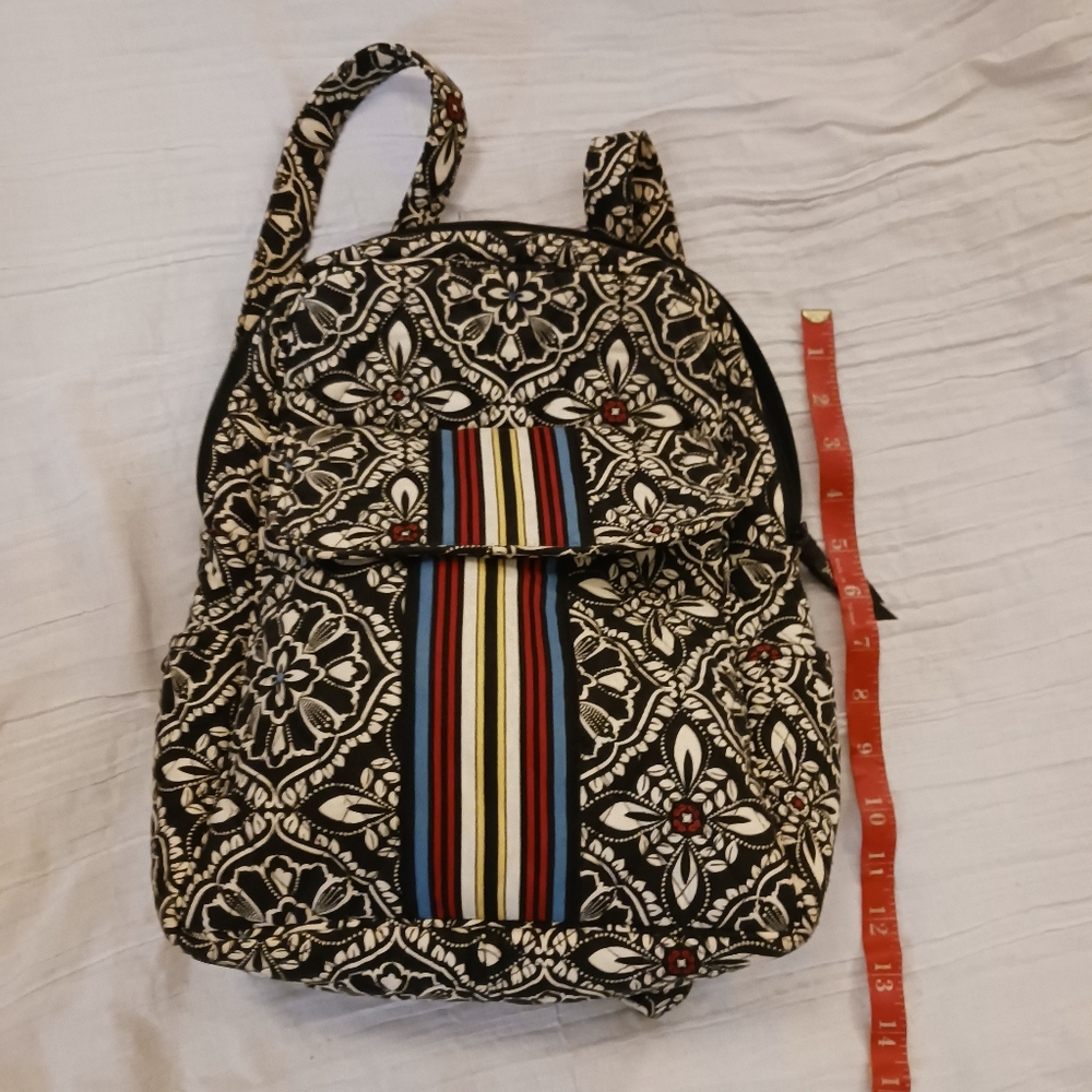 Floral Patterned Black White Backpack - image 1
